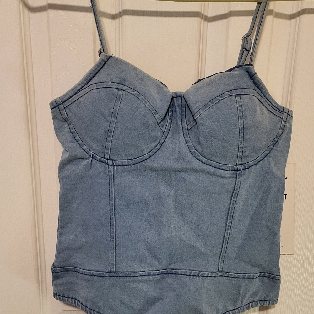 Denim Thong Bodysuit (NWT)